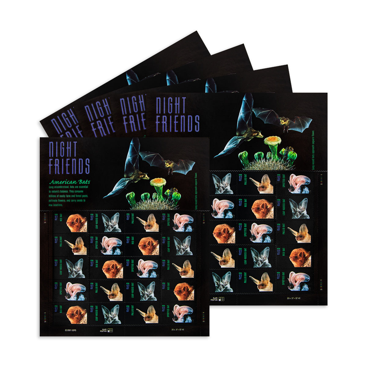 2002 night friends american bats first class postage stamps (value stamp not forever) 2002 night friends american bats first class postage stamps (value stamp not forever)