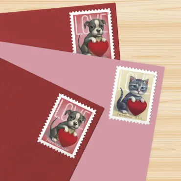 2023 love cat and dog heart forever first class postage stamps 2023 love cat and dog heart forever first class postage stamps