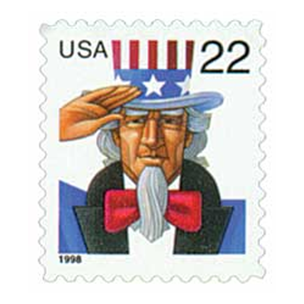 1998 22c uncle sam first class postage stamps (value stamp not forever) 1998 22c uncle sam first class postage stamps (value stamp not forever)