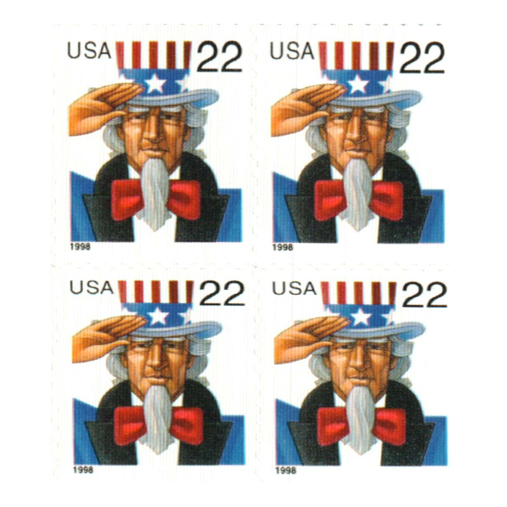 1998 22c uncle sam first class postage stamps (value stamp not forever) 1998 22c uncle sam first class postage stamps (value stamp not forever)