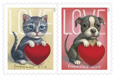2023 love cat and dog heart forever first class postage stamps 2023 love cat and dog heart forever first class postage stamps